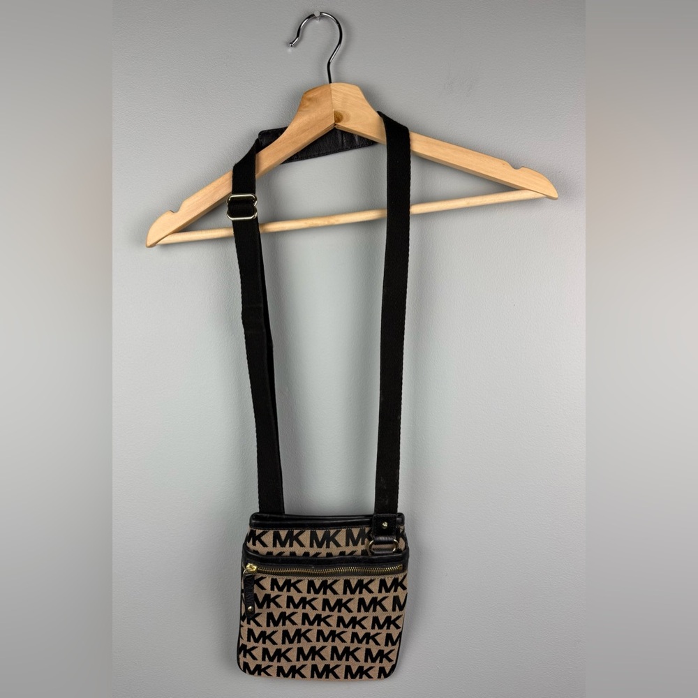 Michael Kors Black and Tan Logo Crossbody